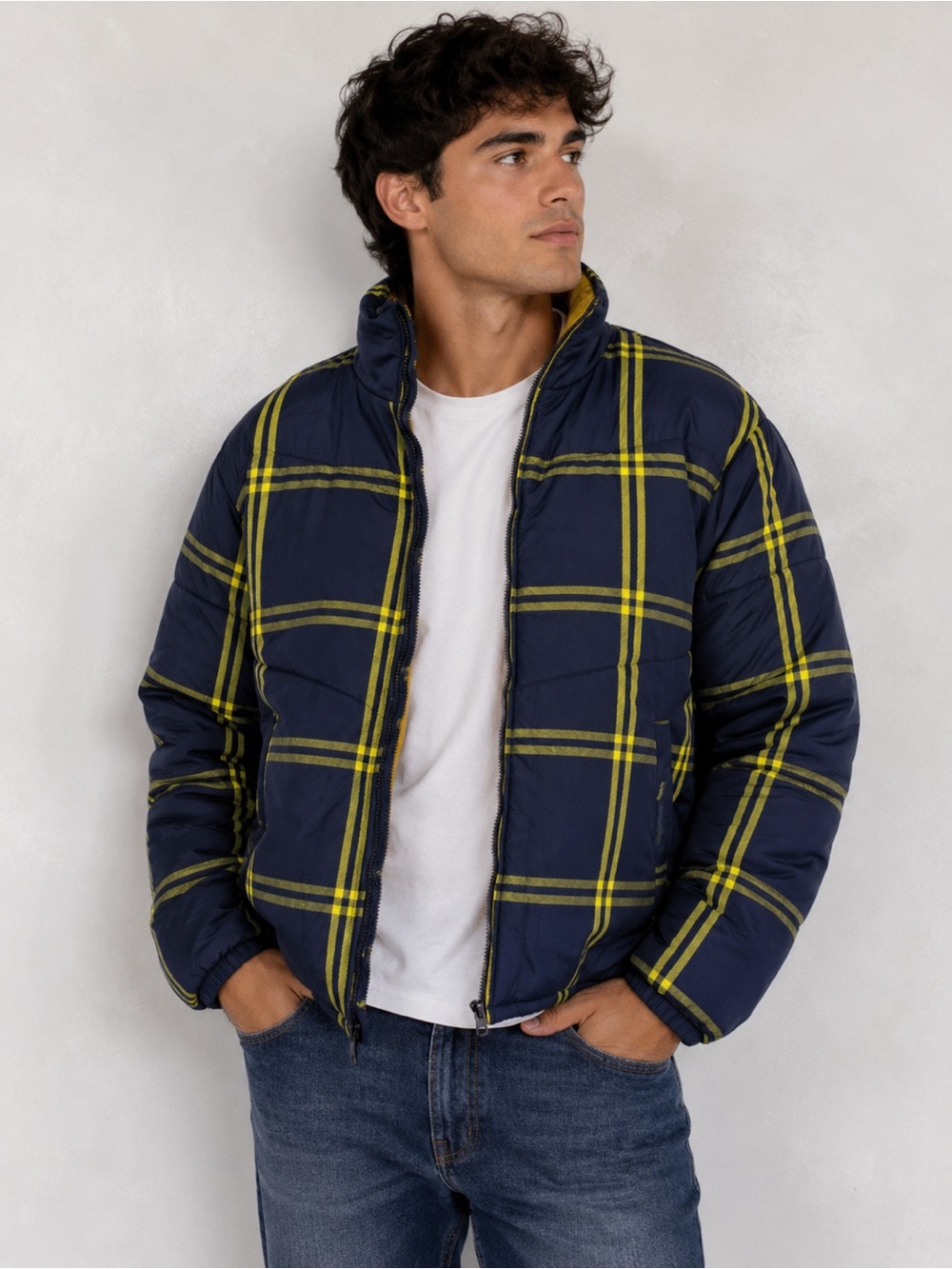 Collusion Men’s Puffer Coat Jacket Reversible Size M